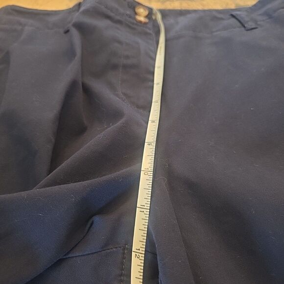 TALBOTS Women's Navy Wide-Leg‎ Crop Chino Pants SIZE 12 High-Rise Cotton Blend - Picture 7 of 10
